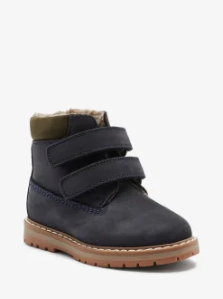Boots*Next - Leren Thermal gevoerde Thinsulate werklaarzen met klittenbandsluiting Blauw