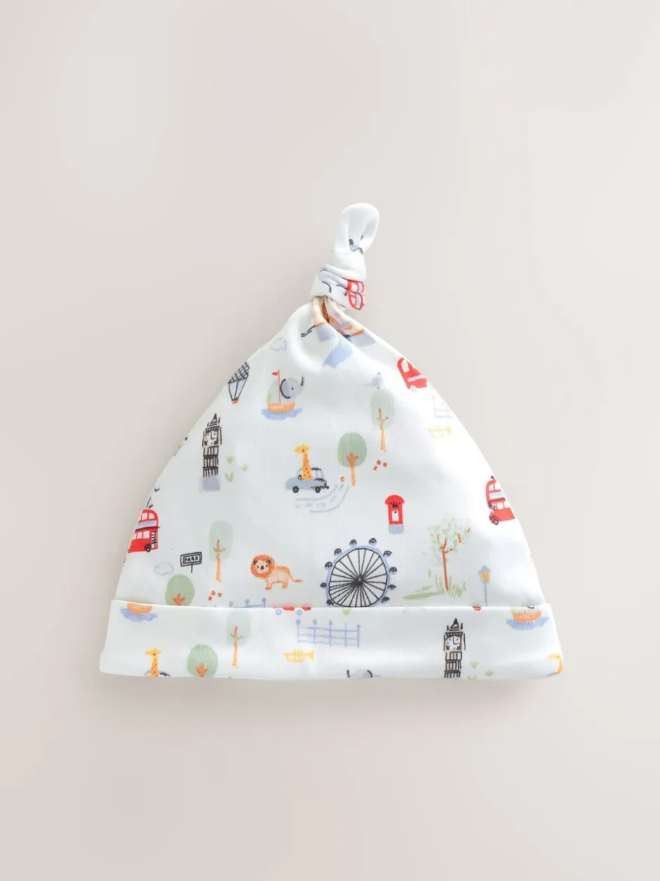 Mutsjes En Antikrabwantjes|Mutsen, Handschoenen En Sjaals|Next Blauw - London set van 3 Baby Hoeden met Stropdas bovenkant (0-18mnd)