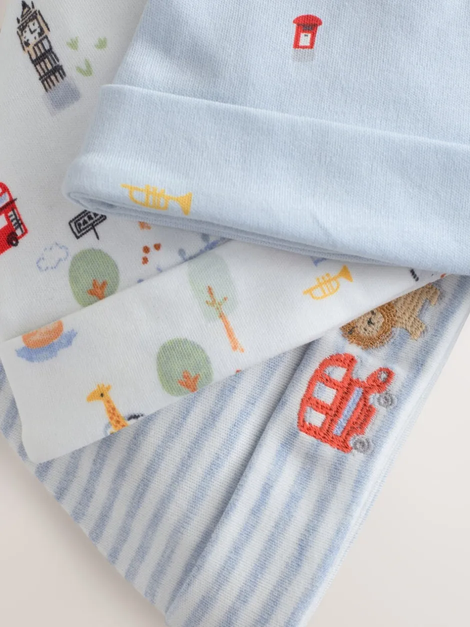 Mutsjes En Antikrabwantjes|Mutsen, Handschoenen En Sjaals|Next Blauw - London set van 3 Baby Hoeden met Stropdas bovenkant (0-18mnd)