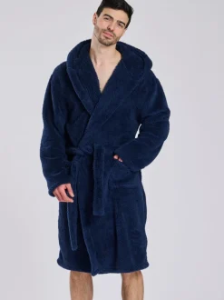 Kamerjassen En Badjassen|Loungeable - Sherpa kamerjas met capuchon Blauw