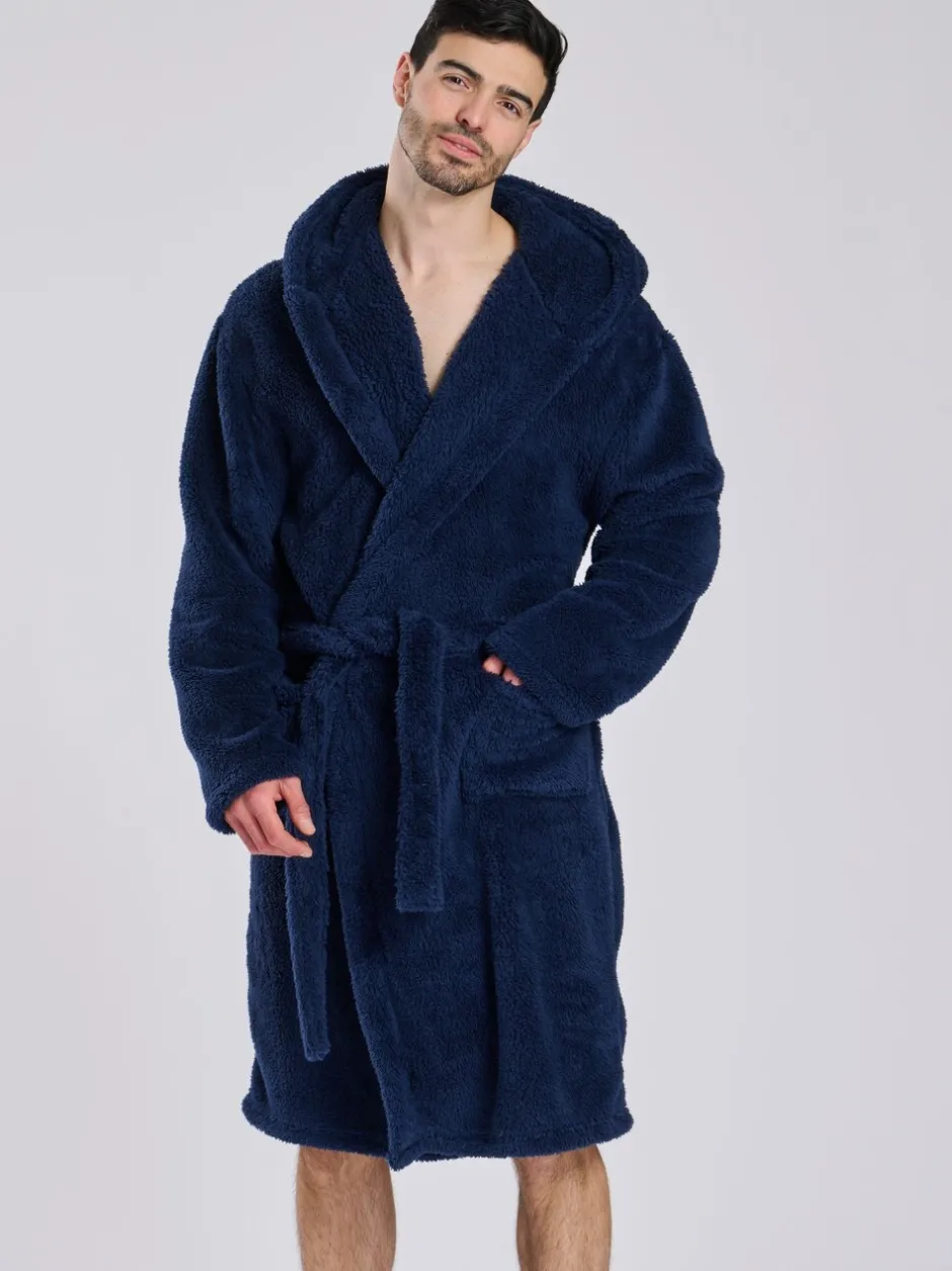 Kamerjassen En Badjassen|Loungeable - Sherpa kamerjas met capuchon Blauw