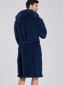 Kamerjassen En Badjassen|Loungeable - Sherpa kamerjas met capuchon Blauw