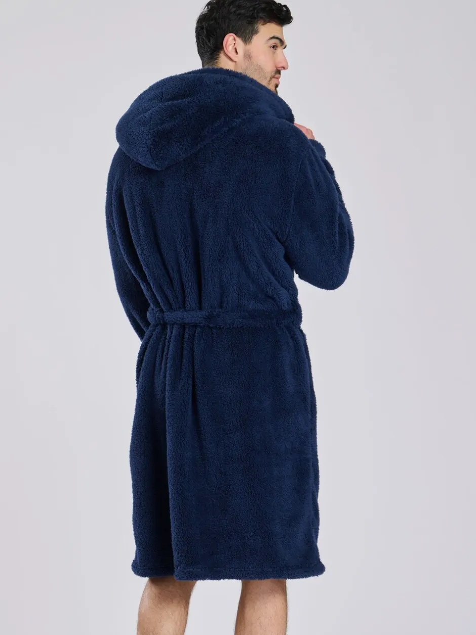 Kamerjassen En Badjassen|Loungeable - Sherpa kamerjas met capuchon Blauw
