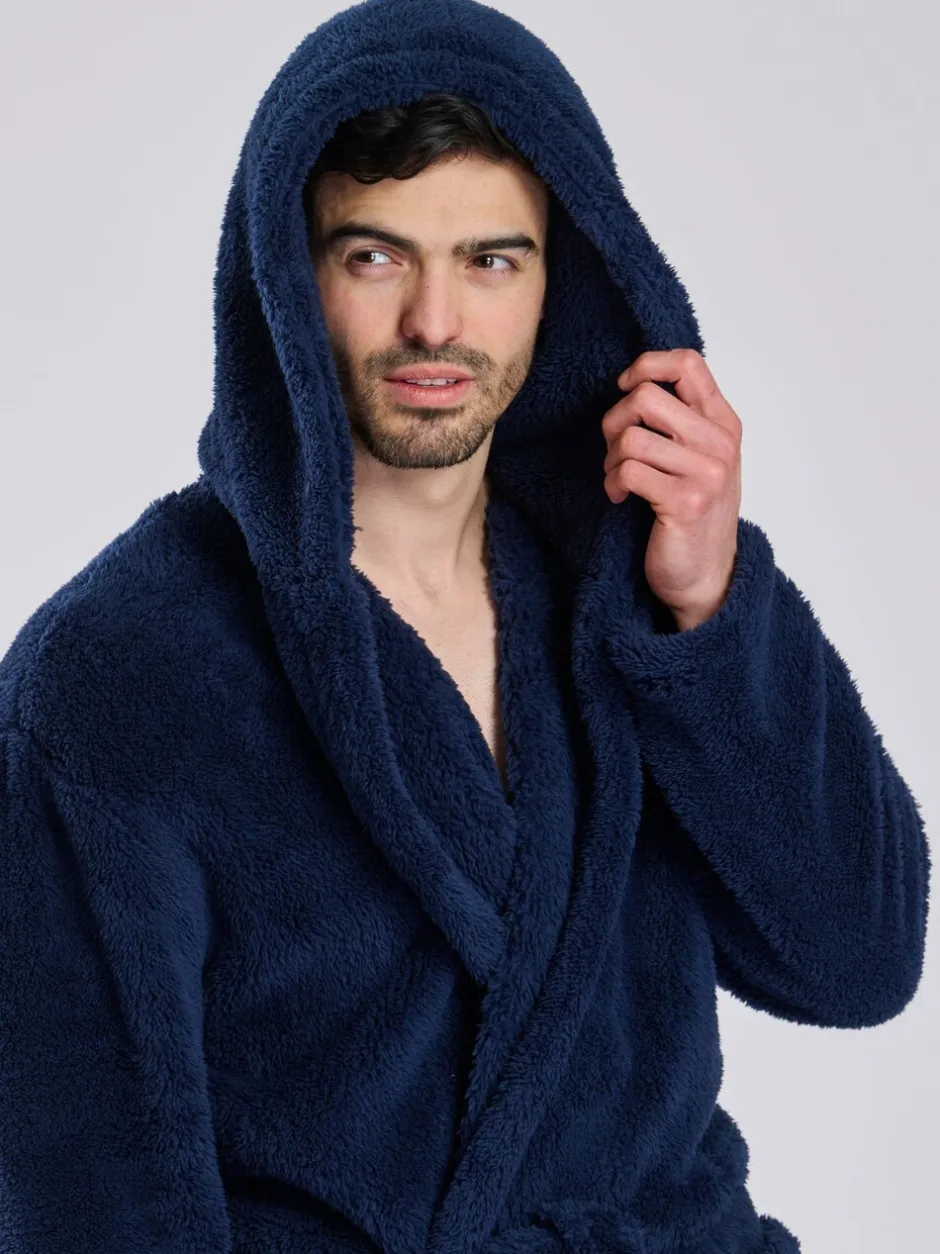 Kamerjassen En Badjassen|Loungeable - Sherpa kamerjas met capuchon Blauw