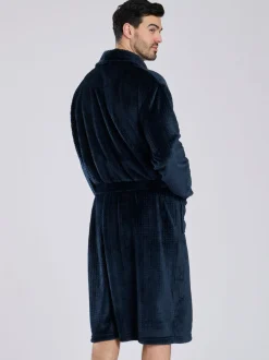 Kamerjassen En Badjassen*Loungeable - wafelstof fleece kamerjas met sjaalkraag Blauw