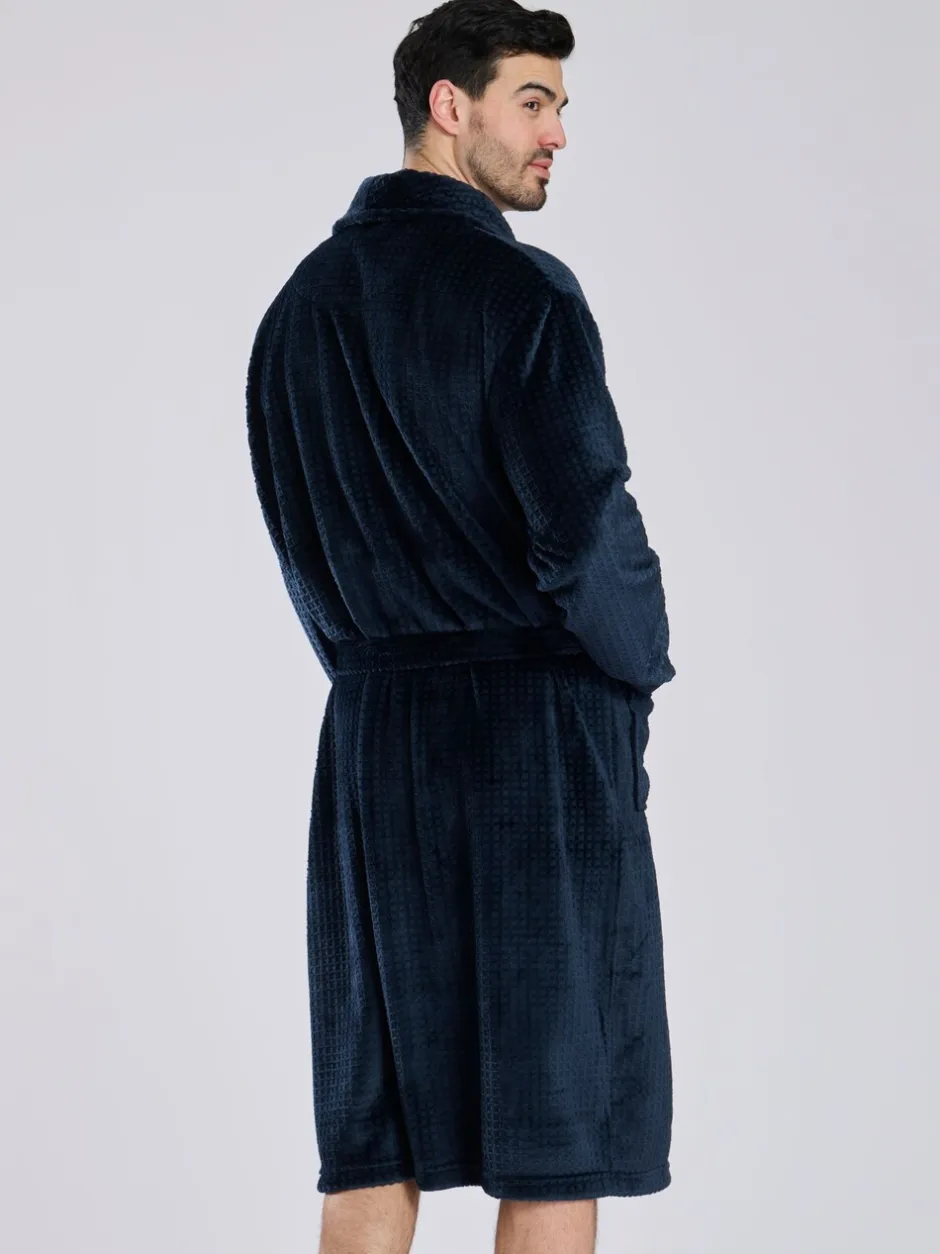 Kamerjassen En Badjassen*Loungeable - wafelstof fleece kamerjas met sjaalkraag Blauw