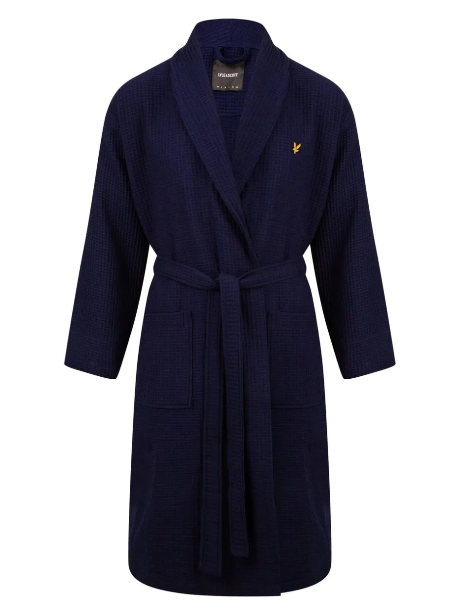 Kamerjassen En Badjassen*Lyle & Scott - 100% katoenen premium badjas met wafeldessin Blauw