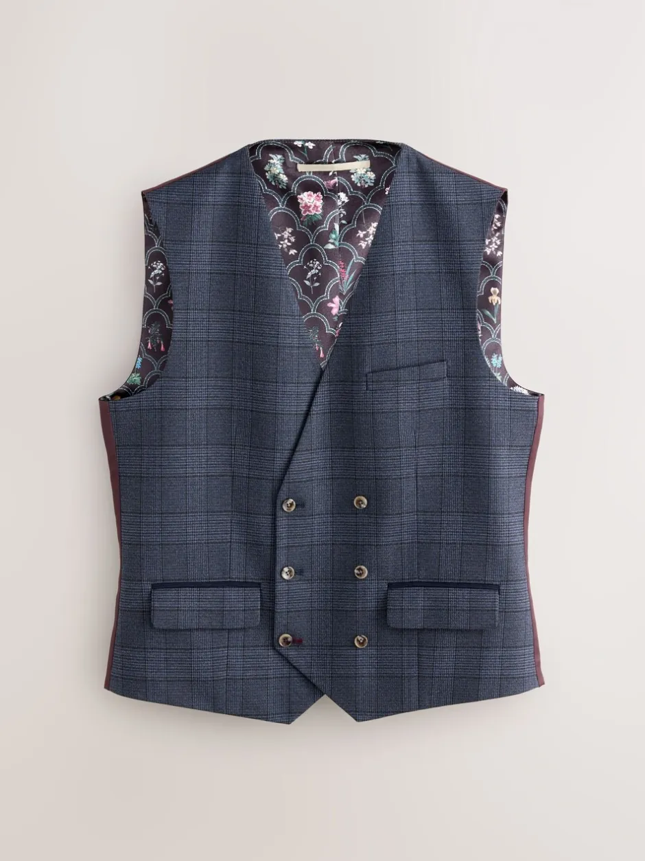 Vesten*Next Blauw - Maatgesneden kostuum met ruit: herenvest