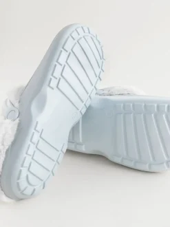Pantoffels|Next Blauw - Met imitatiebont gevoerde damespantoffels