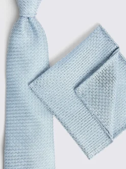 Stropdassen En Pochets*MOSS Blauw - Grenadine stropdas