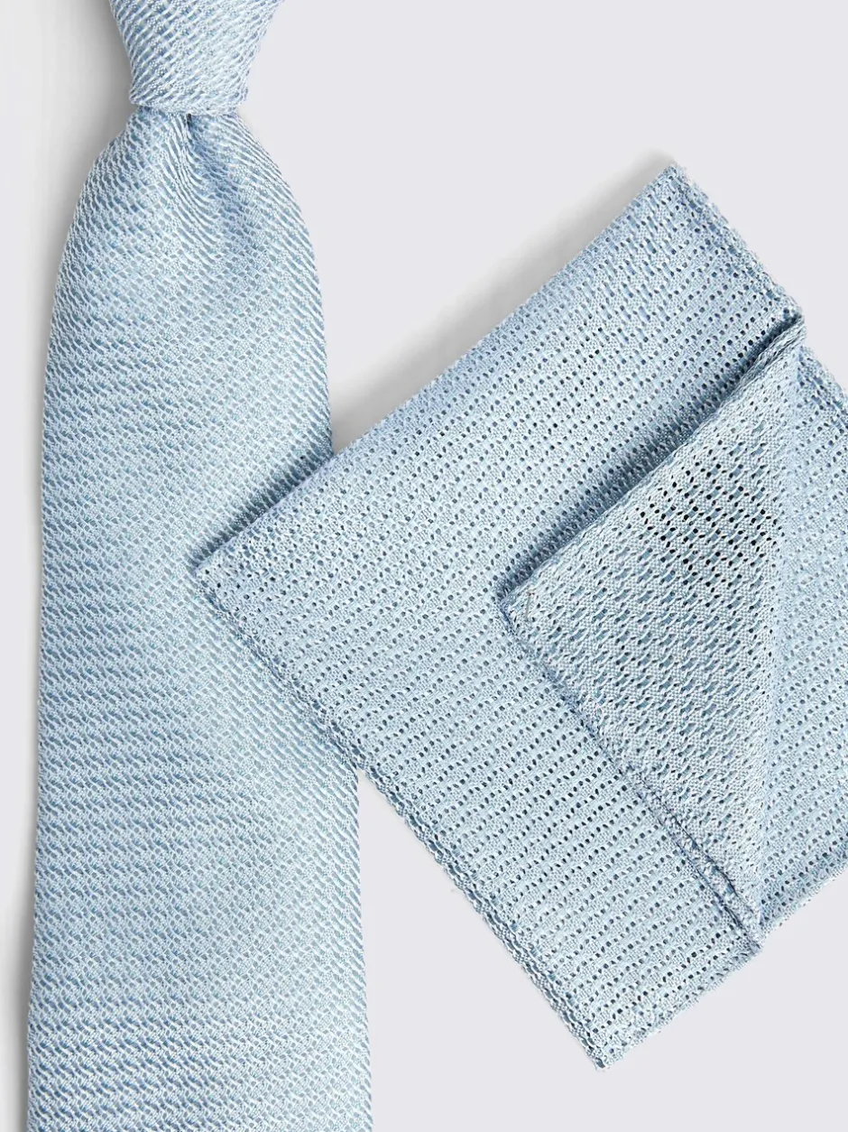 Stropdassen En Pochets*MOSS Blauw - Grenadine stropdas