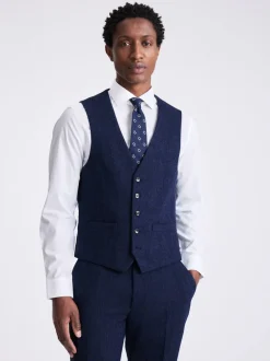 Vesten|MOSS - slim-fit Donegal tweed gilet Blauw