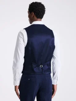 Vesten|MOSS - slim-fit Donegal tweed gilet Blauw