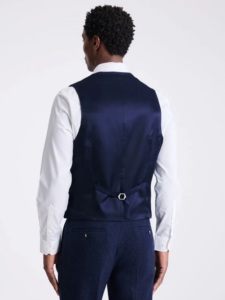 Vesten|MOSS - slim-fit Donegal tweed gilet Blauw
