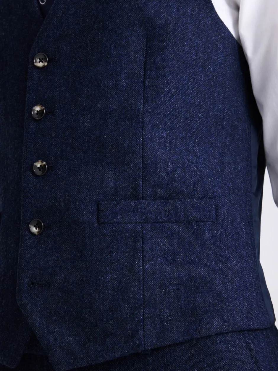 Vesten|MOSS - slim-fit Donegal tweed gilet Blauw