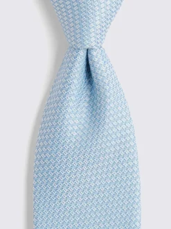 Stropdassen En Pochets|MOSS Blauw - stropdas met textuur
