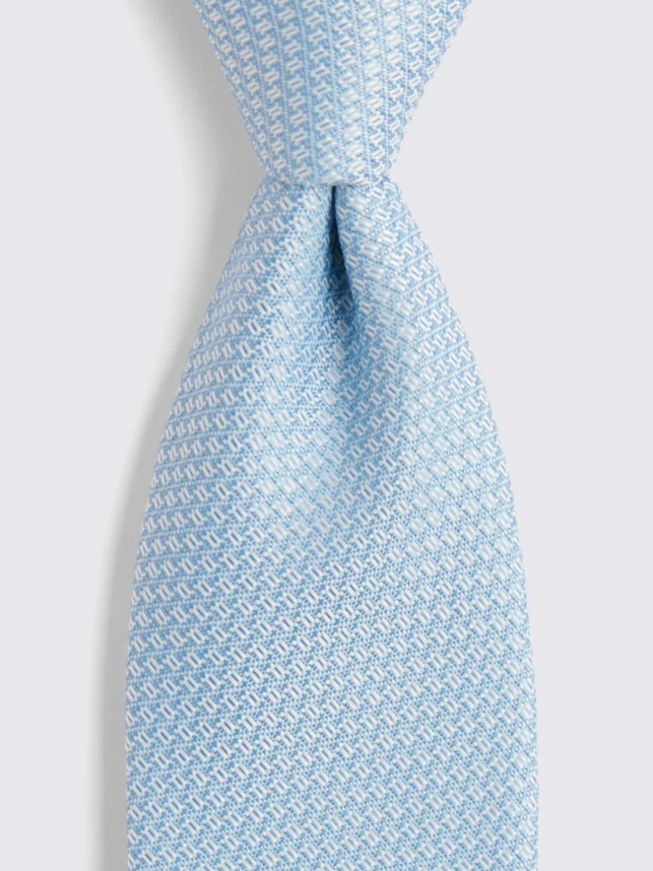 Stropdassen En Pochets|MOSS Blauw - stropdas met textuur