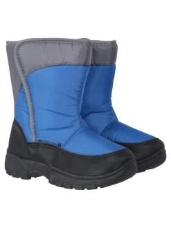 Boots*Mountain Warehouse - Caribou kindersneeuwlaarzen met enkele streep, sherpa voering en aangepaste pasvorm Blauw