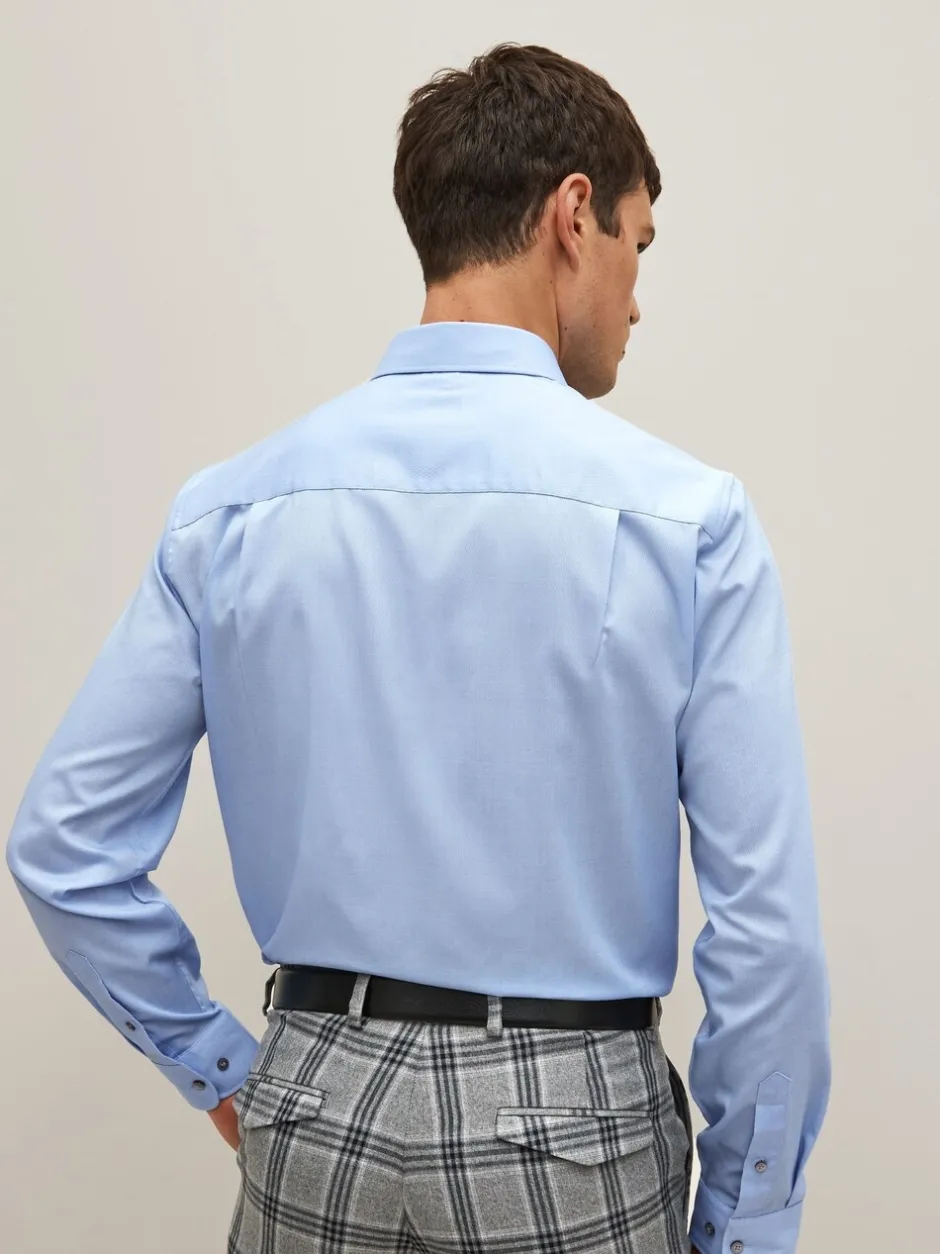Formele Overhemden|Next Blauw - Normale Pasvorm - Onderhoudsvriendelijk, getextureerd, slim fit overhemd met enkele manchet