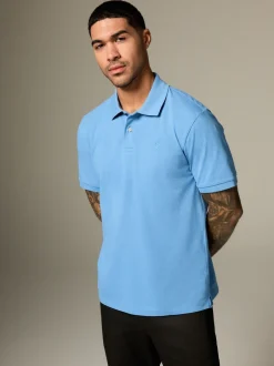 Poloshirts*Next Blauw - Normale Pasvorm - Piqué poloshirt met korte mouwen