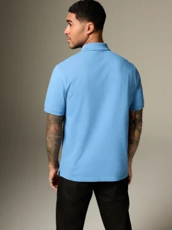 Poloshirts*Next Blauw - Normale Pasvorm - Piqué poloshirt met korte mouwen