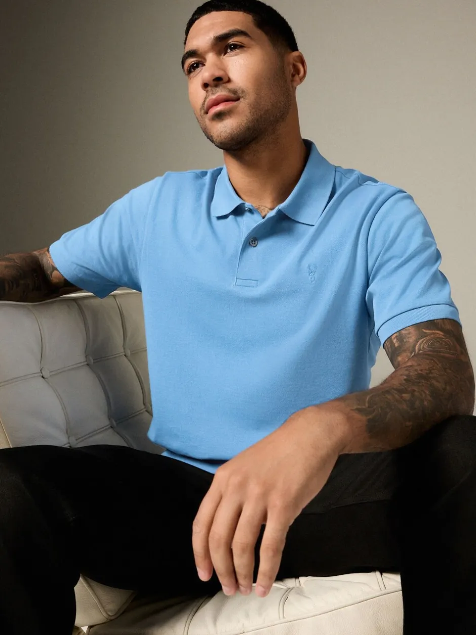 Poloshirts*Next Blauw - Normale Pasvorm - Piqué poloshirt met korte mouwen