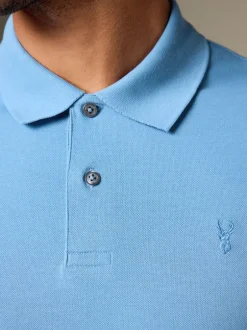 Poloshirts*Next Blauw - Normale Pasvorm - Piqué poloshirt met korte mouwen