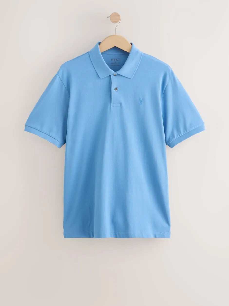 Poloshirts*Next Blauw - Normale Pasvorm - Piqué poloshirt met korte mouwen