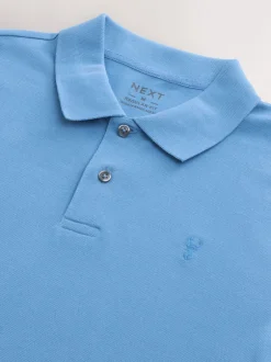Poloshirts*Next Blauw - Normale Pasvorm - Piqué poloshirt met korte mouwen