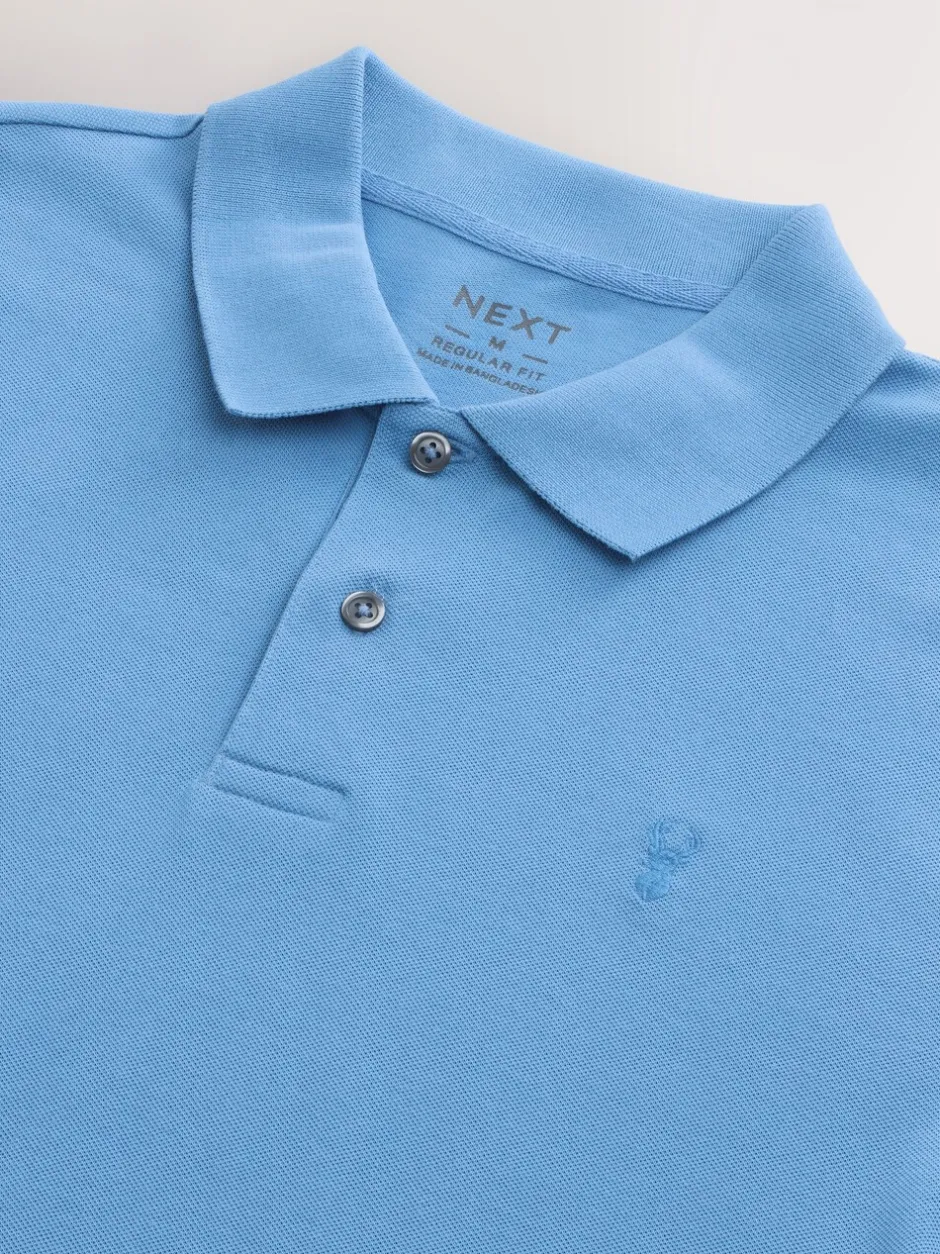 Poloshirts*Next Blauw - Normale Pasvorm - Piqué poloshirt met korte mouwen