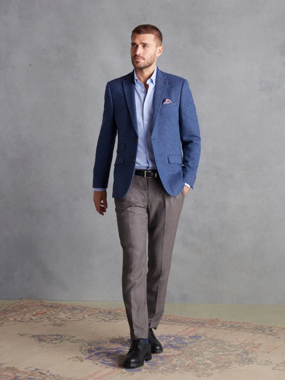 Blazers En Business-Jasjes|Next - Normale Pasvorm - Signature Nova Fides Blazer van wolblend met visgraatmotief Blauw