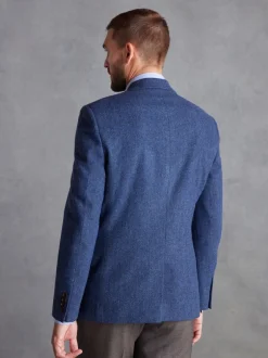 Blazers En Business-Jasjes|Next - Normale Pasvorm - Signature Nova Fides Blazer van wolblend met visgraatmotief Blauw