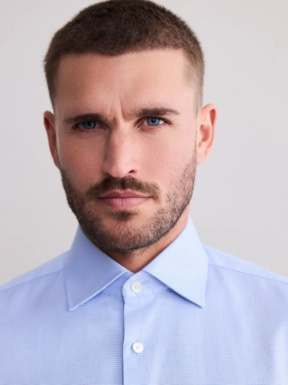 Formele Overhemden|Shirts|Next - Normale Pasvorm - Signature 100% katoenen overhemd met textuur Blauw