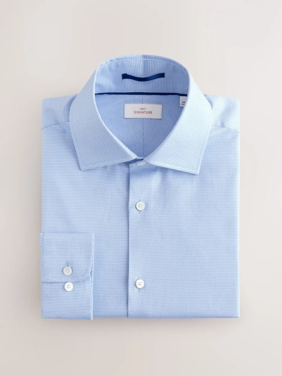 Formele Overhemden|Shirts|Next - Normale Pasvorm - Signature 100% katoenen overhemd met textuur Blauw