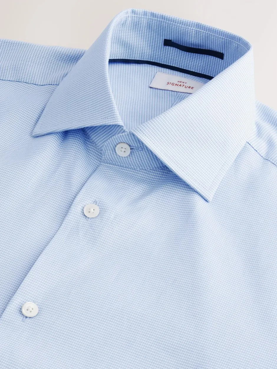 Formele Overhemden|Shirts|Next - Normale Pasvorm - Signature 100% katoenen overhemd met textuur Blauw