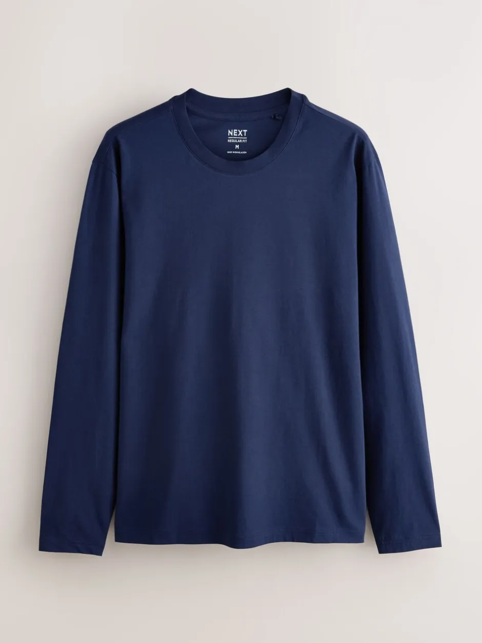 T-Shirts En Hemden|Next Blauw - Normale Pasvorm - T-shirt met lange mouwen en ronde hals
