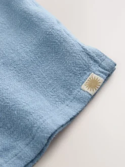 Shirts*Next - Overhemd van linnenmix met korte mouwen en reverskraag (3mnd-7jr) Blauw