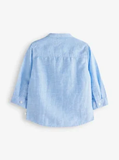 Shirts*Next - Overhemd van linnenmix met opa-kraag (3 mnd-7 jr) Blauw