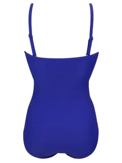 Badkleding*Pour Moi Blauw - Santa Monica tummy control corrigerend badpak met afneembare bandjes