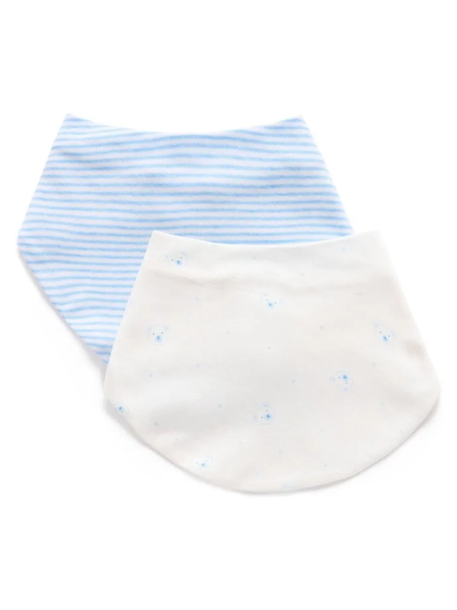 Slabbetjes|Purebaby - Essential Dribble Bibs 2 Pack Blauw