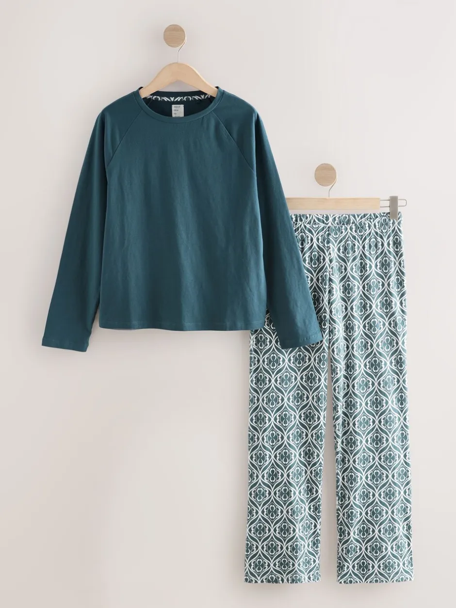 Pyjama's|Loungewear|Next - Pyjama met lange mouwen Blauw