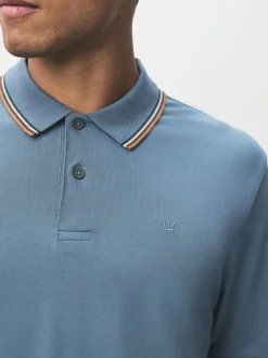 Poloshirts|Next Blauw - Regular fit poloshirt met korte mouwen en contrasterende randen
