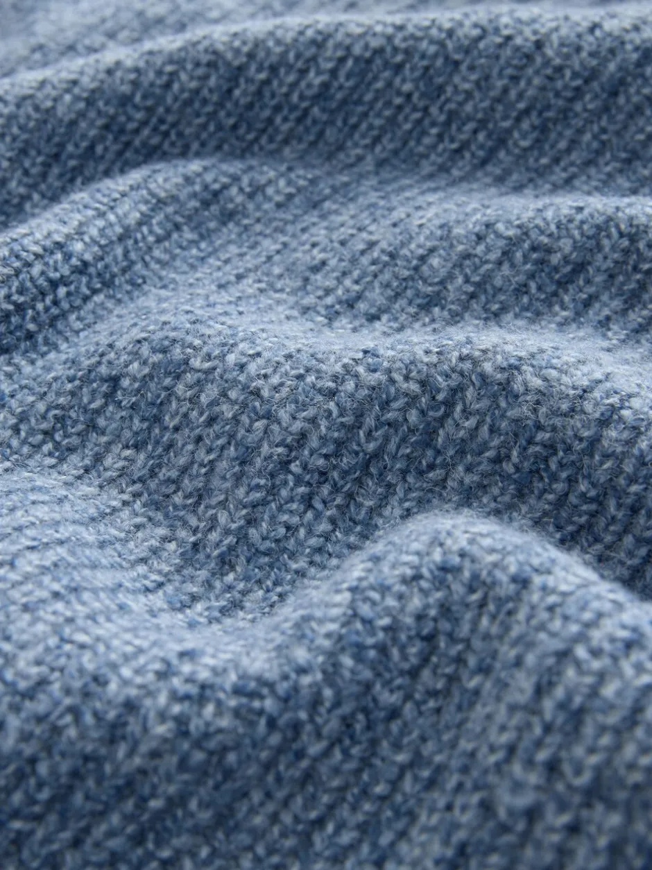 Gebreide Kleding*Next - Regular-fit gebreide trui met textuur en kwartrits bij de hals en wol Blauw