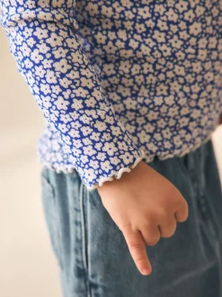 Tops|T-Shirts*Next Blauw - Rib Long Sleeve Top (3mths-7yrs)