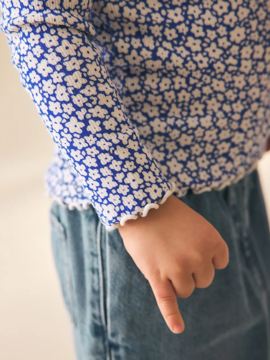 Tops|T-Shirts*Next Blauw - Rib Long Sleeve Top (3mths-7yrs)