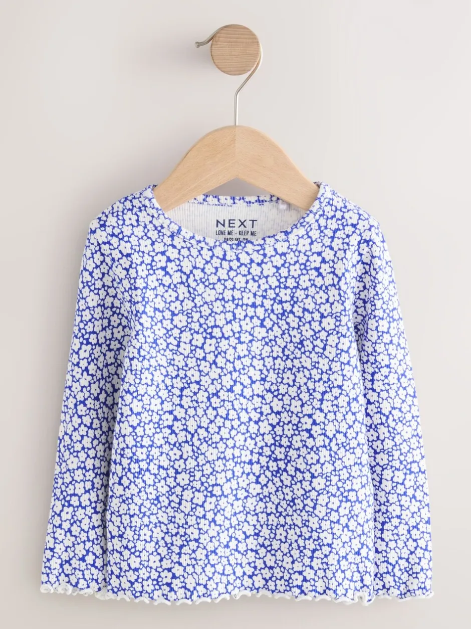 Tops|T-Shirts*Next Blauw - Rib Long Sleeve Top (3mths-7yrs)