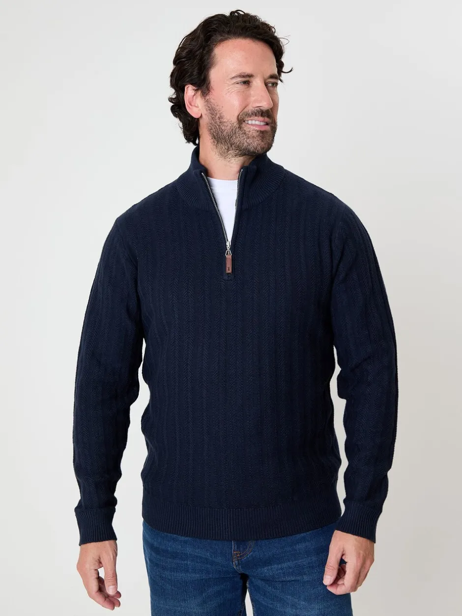 Gebreide Kleding*Saltwell - Mini Cable Knit Quarter Zip Jumper Blauw