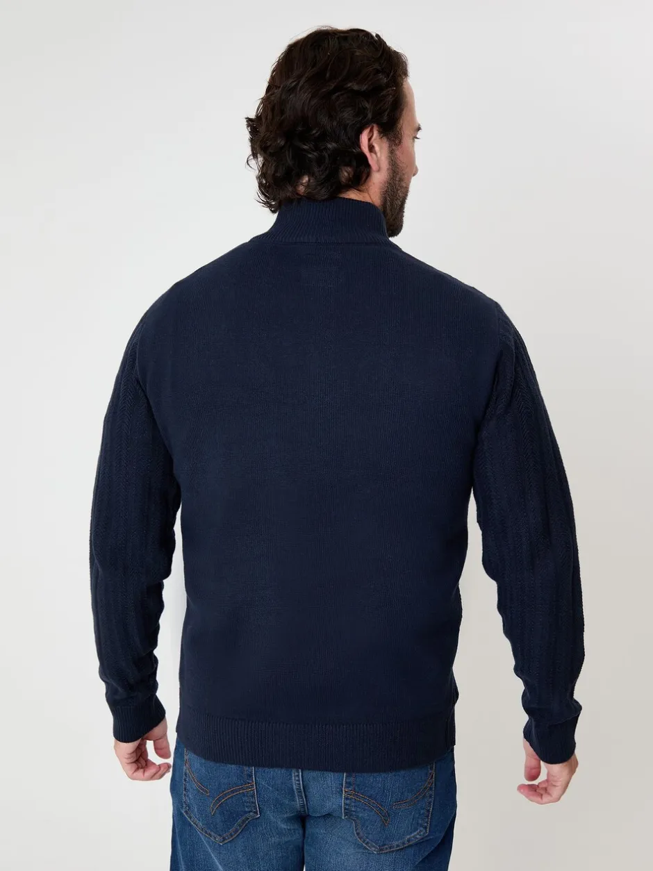 Gebreide Kleding*Saltwell - Mini Cable Knit Quarter Zip Jumper Blauw