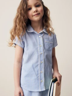 Overhemden En Blouses*Next Blauw - Schoolblouse met gingham-ruit en hoog aandeel katoen (3-14jr)