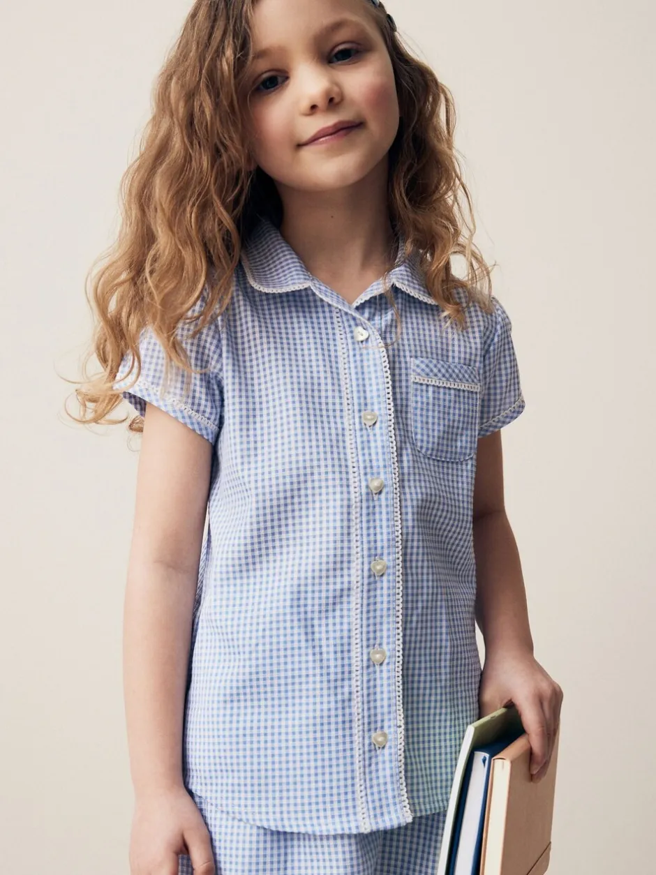 Overhemden En Blouses*Next Blauw - Schoolblouse met gingham-ruit en hoog aandeel katoen (3-14jr)